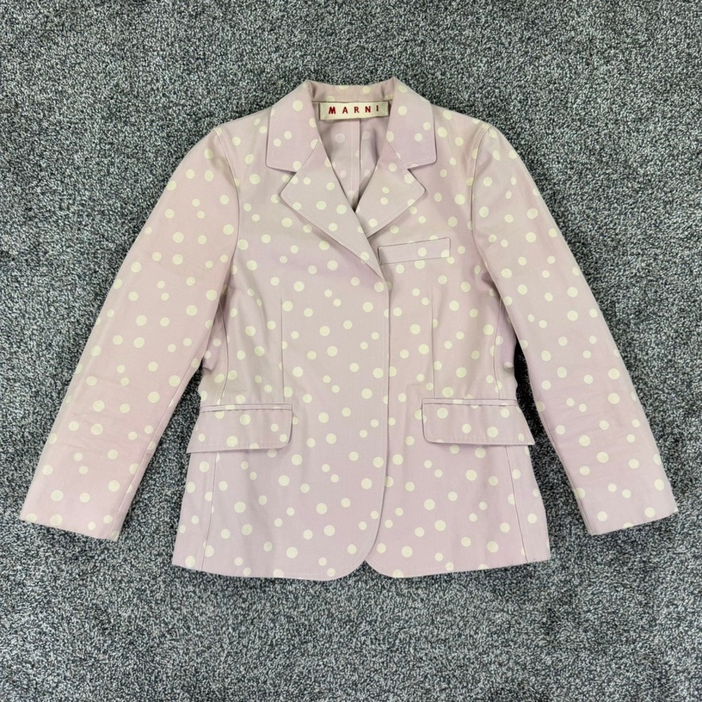 Marni Pink Polka Dot Cotton Blazer Jacket Womens 38 Italy Made Professional Work